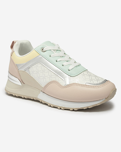 Moteriški smėlio ir rožinės spalvos sportiniai bateliai su raišteliais Mnerio- Avalynė