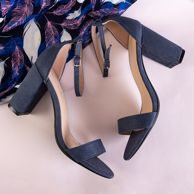 Темно-синие женские босоножки на каблуке Anniet