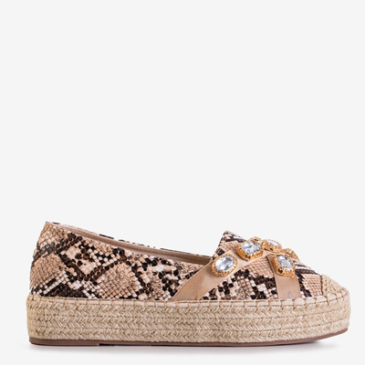 Šviesiai rudos moteriškos espadrilės su „Erilla“ kristalais - Batai