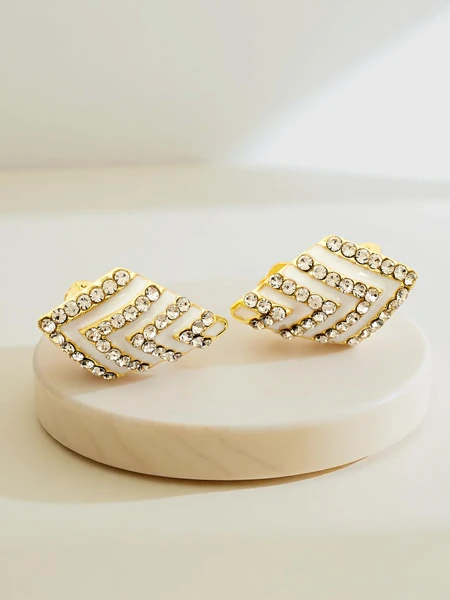 Royalfashion Moteriški auskarai su klipse, inkrustuoti cirkoniu