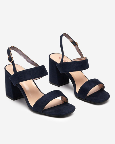 Женские босоножки темно-синие на шпильке Riddo- Обувь