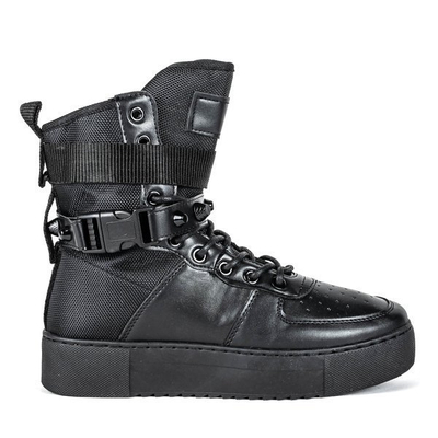 Czarne sportowe botki na platformie Redibek - Obuwie