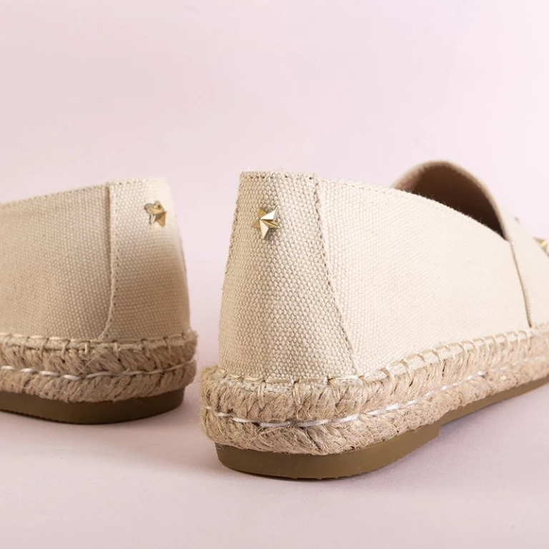 OUTLET Moteriškos smėlio spalvos espadrilės su žvaigždutėmis Fraus - Avalynė