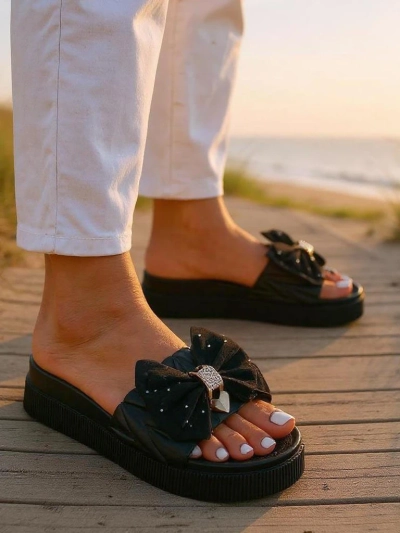 Royalfashion Женские шлепанцы на платформе с бантом Sento Pace