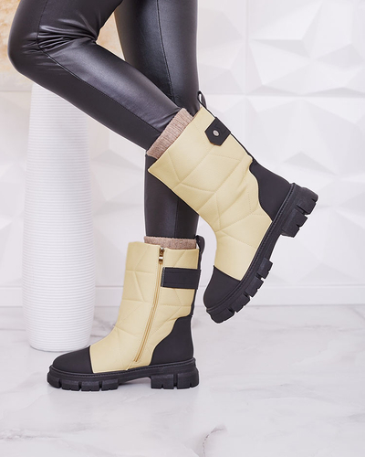 Royalfashion Juodos ir smėlio spalvos matiniai moteriški batai storesniu padu Pihoppi