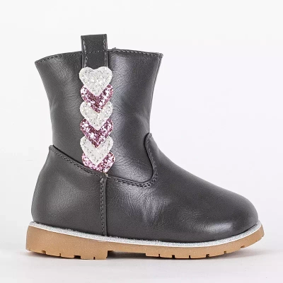 OUTLET Серые сапоги для девочек с декоративным верхом Nokimi-Shoes