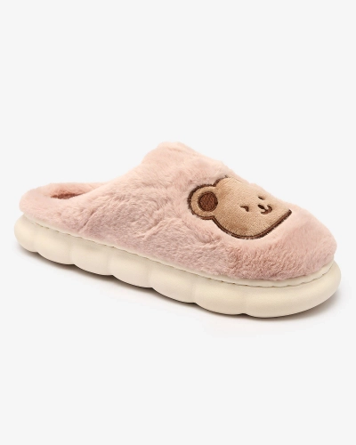 Royalfashion Фиолетовые женские меховые тапочки с мишкой Hettres