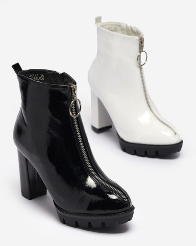 Черные лакированные женские сапоги на высокой шпильке Fallida- Footwear