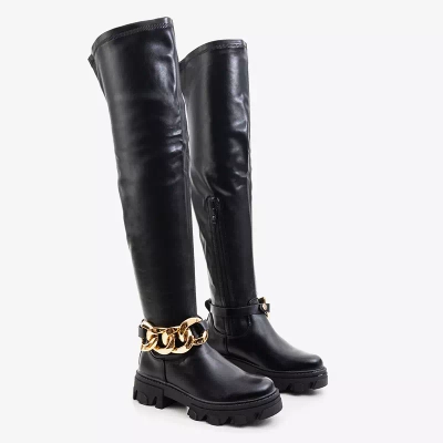 OUTLET Черные женские сапоги на цепочке Potelia - Обувь