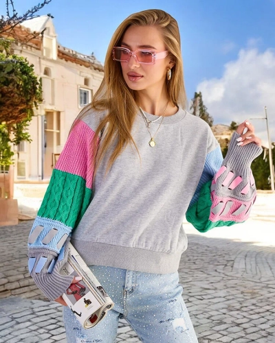 Royalfashion Женская толстовка с разноцветными рукавами