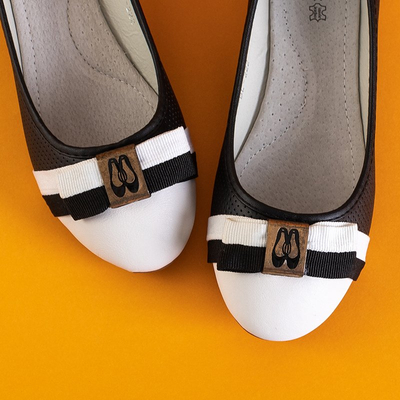 Черные женские ажурные балетки с бантом Alemonia