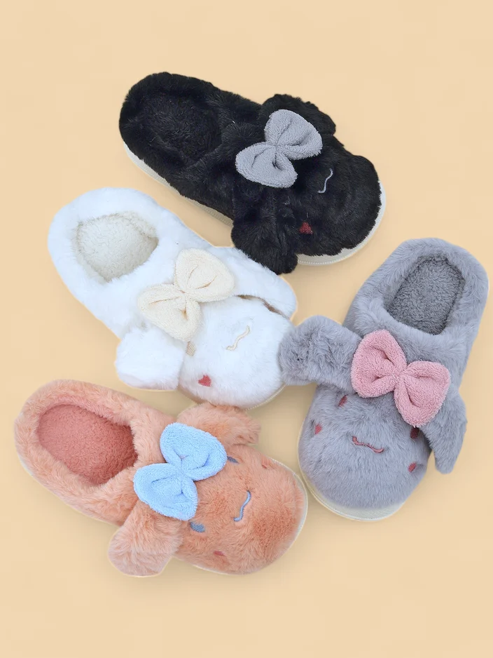 Женские меховые тапочки Royalfashion с бантом Savos