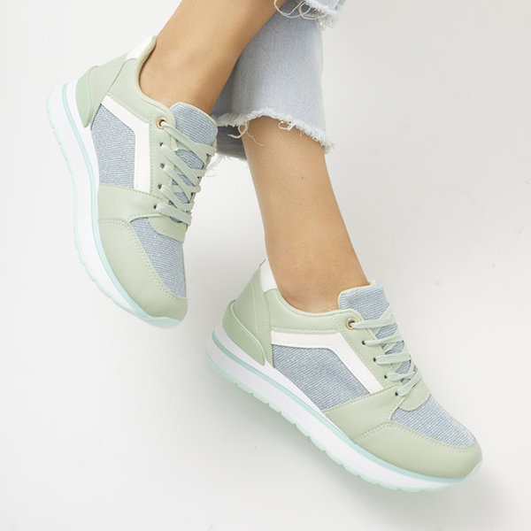 Зеленые женские кроссовки с блестками Berilan