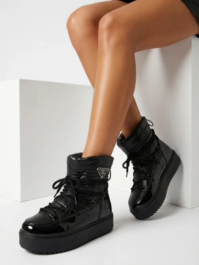 Royalfashion Vaikiški auliniai batai a'la sniego batai juodos spalvos Asifa