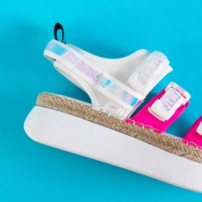 OUTLET Baltos ir rožinės spalvos moteriški sandalai su platforma "Justyn" - Avalynė