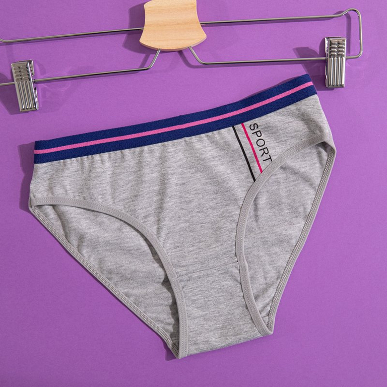 Серые женские трусы с надписью