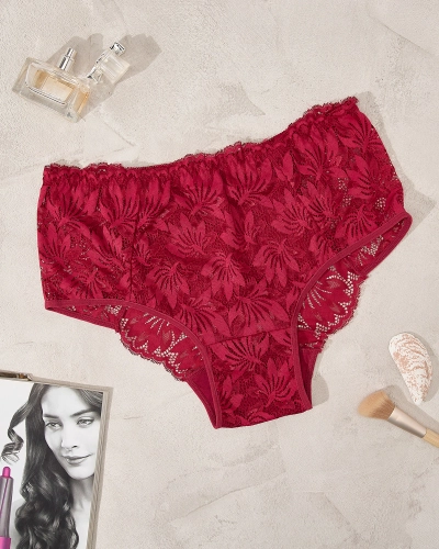 "Royalfashion" Moteriškos nėriniuotos bordo spalvos kelnaitės