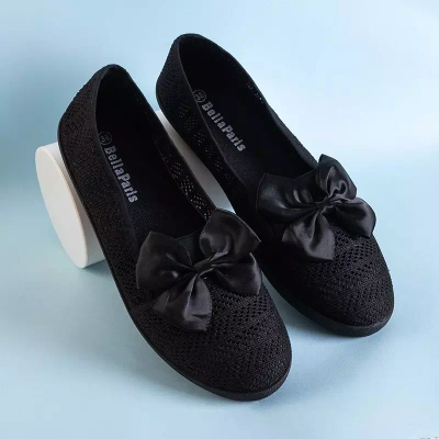 OUTLET Черные женские ажурные слипоны с бантом Азария - Обувь