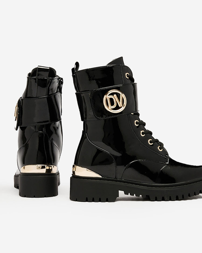 "Royalfashion" Juodi lakuoti moteriški batai "Bagger" Simbeba