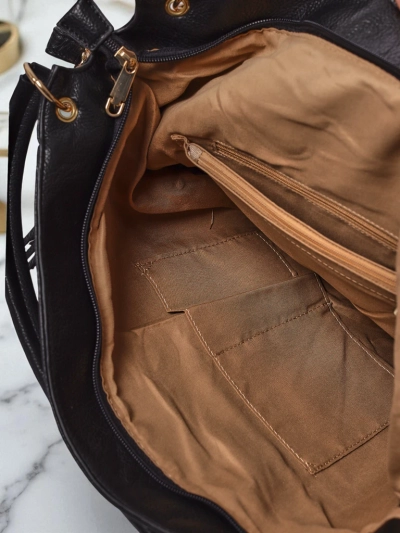 Torba damska Atena Nero – elegancka czarna torba ze skóry ekologicznej