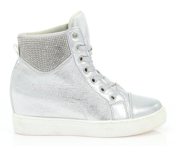 Серебряные кроссовки на внутренней танкетке Beatrice - Обувь