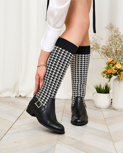 Royalfashion Juodi moteriški aukštakulniai su pepite raštu Aledive