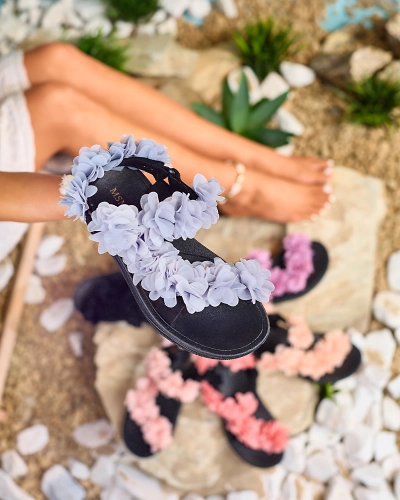 Royalfashion Pilki moteriški sandalai su gėlėmis Alferroy