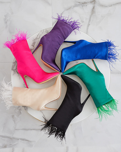 Royalfashion Женские зеленые перьевые сапоги Wenelika