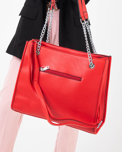 Elegantiška raudona rankinė su grandininėmis rankenomis - Priedai