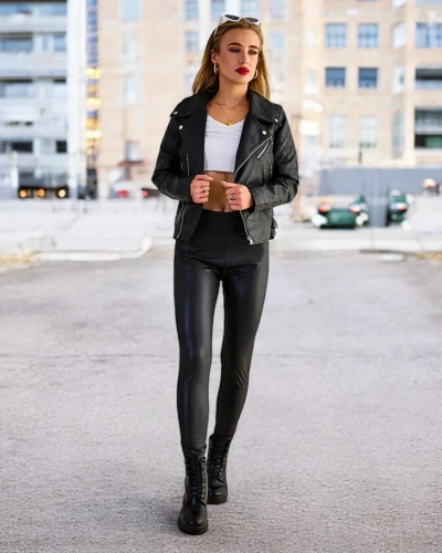 Royalfashion Женские леггинсы из эко-кожи