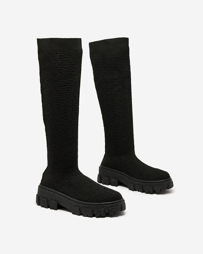 Royalfashion Juodi raštuoti moteriški batai Helipea