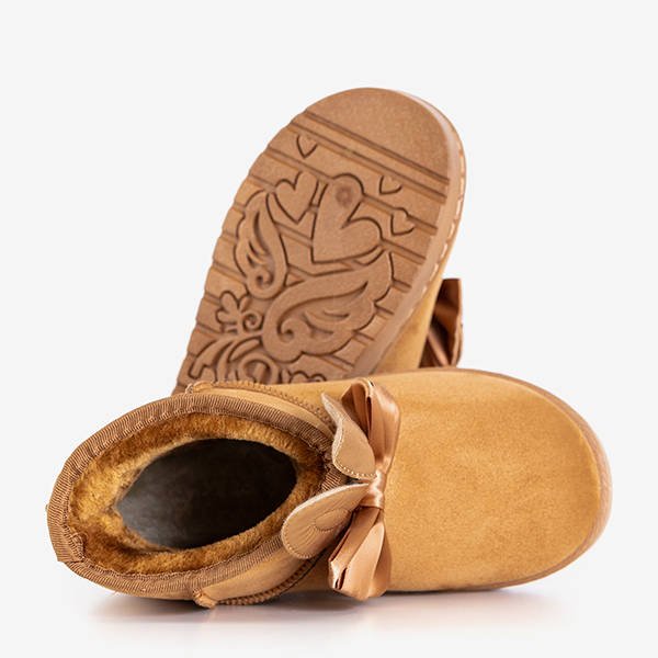 Детские зимние сапоги светло-коричневого цвета с украшениями Mera - Обувь