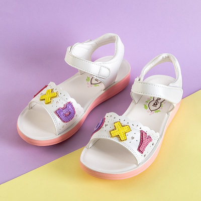 Белые детские босоножки на липучках Yksa