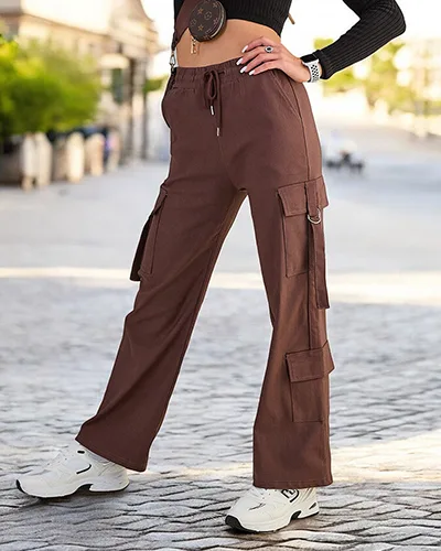 Royalfashion Moteriškos medžiaginės kovinės kelnės