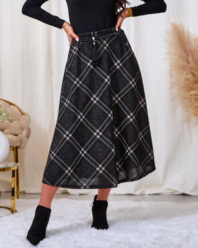 Royalfashion Женская серо-красная длинная клетчатая юбка