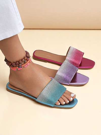 Royalfashion Женские шлепанцы с цирконами ShinyGlow