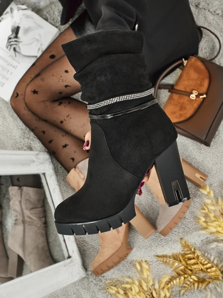 Ботильоны женские эко-замшевые на каблуке-столбике BrambleDusk