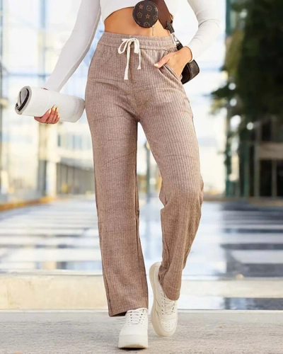 "Royalfashion" Moteriškos plačios briaunuotos kelnės PLUS SIZE