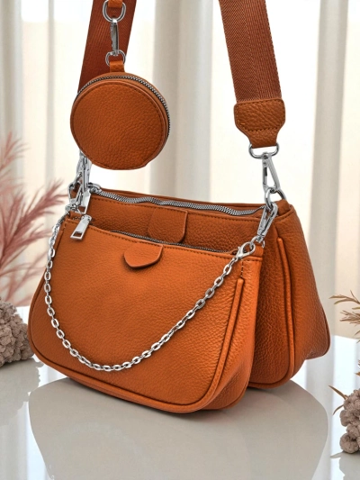 Torebka damska Calista camel skóra ekologiczna 3w1 modny zestaw