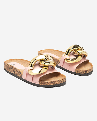 Rožinės moteriškos šlepetės su Sofig- Footwear dekoracija