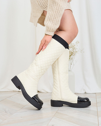 Royalfashion Бежевые женские стеганые сапоги Ataeb