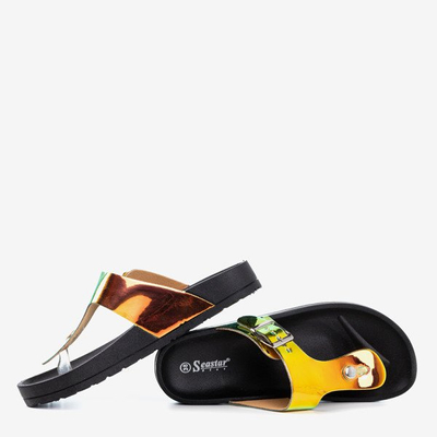 Черные женские сандалии с голографическим рисунком Manila Buckle - Обувь