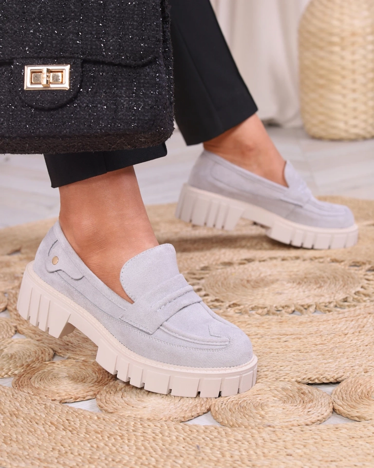 Мокасины из эко замши серого цвета для женщин Siherta- Footwear