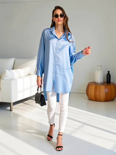 Royalfashion Длинная oversize рубашка для женщин