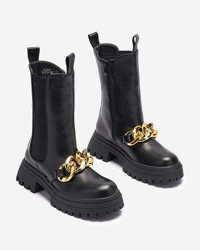 Juodi moteriški batai su grandinėle Evves- Footwear