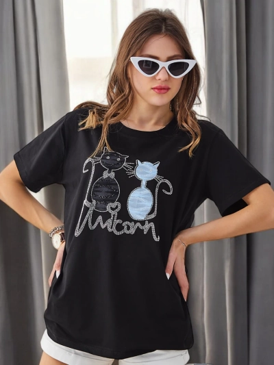 Женская хлопковая футболка Royalfashion с котятами