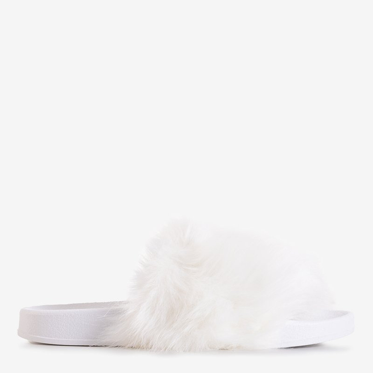 Белые женские шлепанцы с мехом Danita