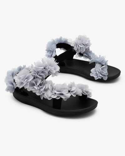 Royalfashion Серые женские сандалии с цветами Alferroy