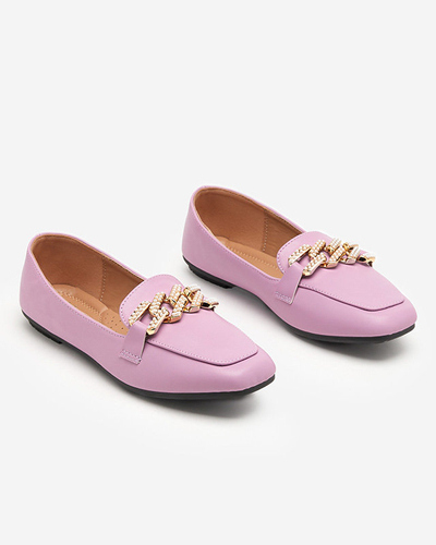 Violetiniai moteriški mokasinai su perlų ornamentu Krelizo - Batai