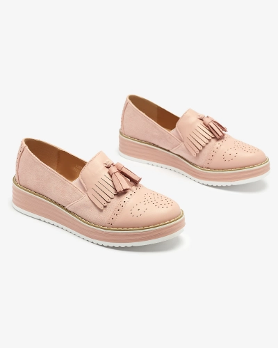 Rausvi moteriški pusbačiai žema pakulne "Veolita- Footwear"